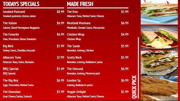 Digital Menu Board - Elegant - 16 Items in Red color