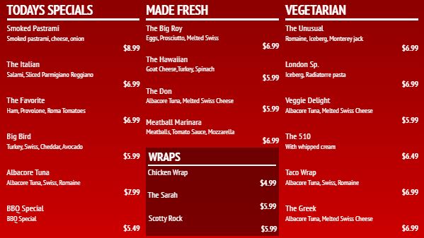 Digital Menu Board - Elegant - 19 Items in Red color