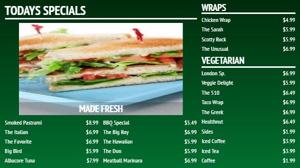 Digital Menu Board - Elegant - 24 Items in Green color