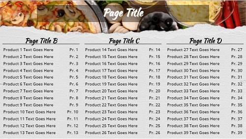 Digital Signage Template for Digital Menu Board - Pizza - 39 Items