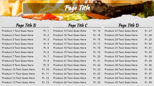 Digital Signage Template for Digital Menu Board - Ripped Paper - 39 Items