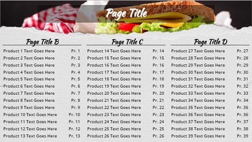 Digital Menu Board - Sandwich - 39 Items