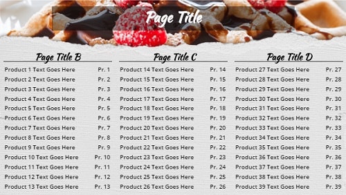Digital Signage Template for Digital Menu Board - Waffle- 39 Items