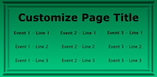 3 Events / Schedules in Green color