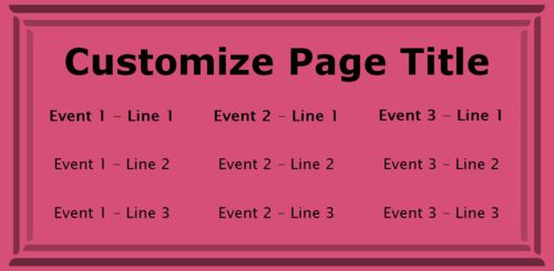 3 Events / Schedules in Pink color