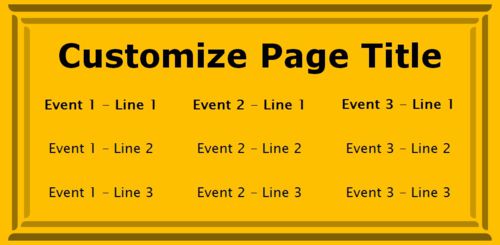 3 Events / Schedules in Yellow color