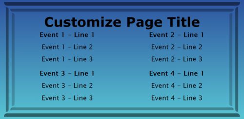 4 Events / Schedules in Blue color