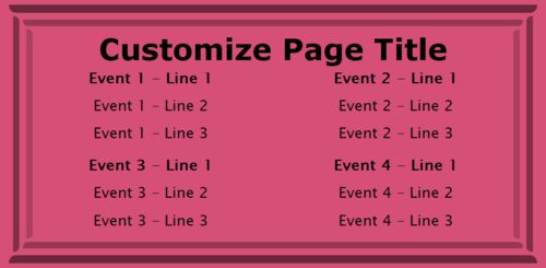 4 Events / Schedules in Pink color