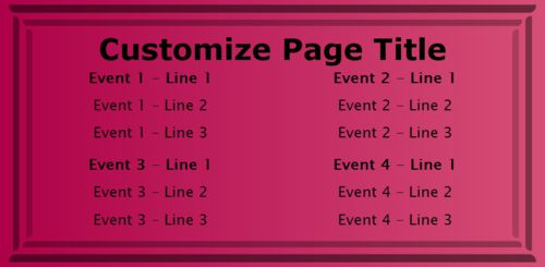 4 Events / Schedules in Pink color