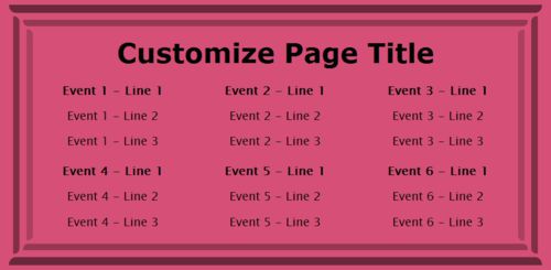 6 Events / Schedules in Pink color