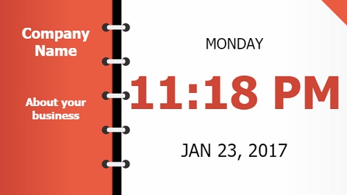 Date and Time With Company Name - Folder Style in Red color