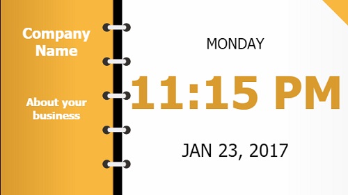 Date and Time With Company Name - Folder Style in Yellow color