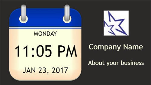 Date and Time With Logo and Company Name in Blue color