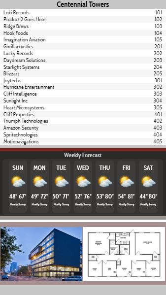 Vertical Lobby Directory with Weekly Weather - 20 Items in Grey color