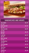 Portrait Digital Menu Board - 10 Items in Purple color