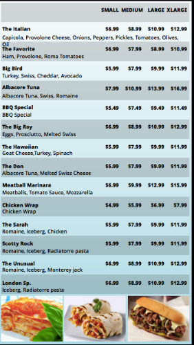 Portrait Digital Menu Board - 15 Items - 4 Prices in Blue color