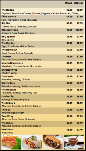 Portrait Digital Menu Board - 20 Items - 2 Prices in Yellow color