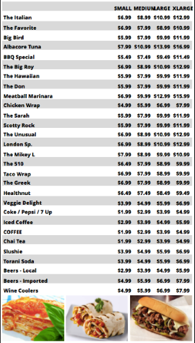 Portrait Digital Menu Board - 30 Items - 4 Prices in White color