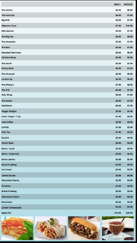 Portrait Digital Menu Board - 40 Items - 2 Prices in Blue color