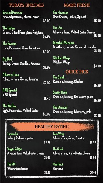 Digital Signage Template for Vertical Digital Chalk Board Menu - 20 Items