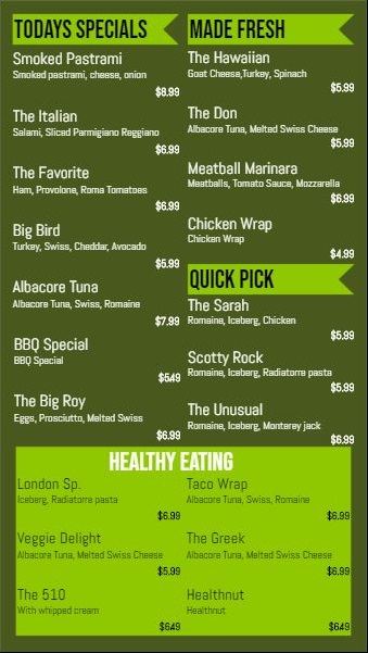 Vertical Digital Menu Board - 20 Items in Green color