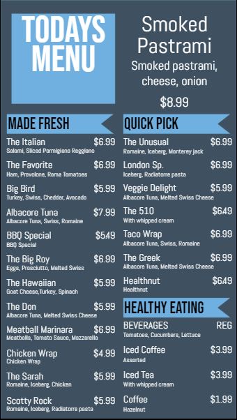 Vertical Digital Menu Board - 24 Items in Blue color