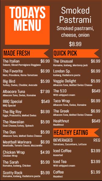 Vertical Digital Menu Board - 24 Items in Orange color